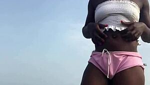 Crazybitch Twerking Hard In Sexy Clothes Outdoor On The Beach With Lesbian Vibes