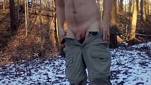 Outdoor cumshot on a naked beach with daring exhibitionists