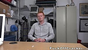 Hey, redhead guy tempted by cash, pleasuring a monster black dick! 💦