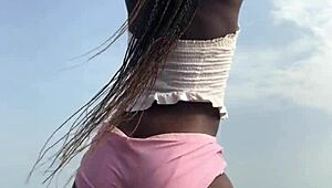 Crazybitch Twerking Hard In Sexy Clothes Outdoor On The Beach With Lesbian Vibes