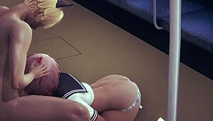 Yaoi Femboy Getting Fer Sex in Subway With Sissy Crossdress Japanese Anime Action