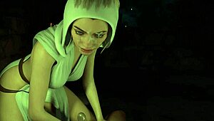 Just a casual day with 3D hentai Princess Leia Organa giving a teasing handjob