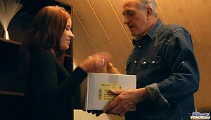 Redhead Chick Thanks Generous Grandpa with Special Favor