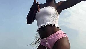 Crazybitch Twerking Hard In Sexy Clothes Outdoor On The Beach With Lesbian Vibes