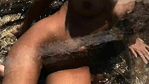 Melisa enjoys a solo orgasm in Mexico, touching her wet shaved pussy