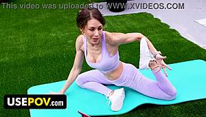 Stepson sneaks touches on milf stepmom's tits during work