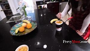 Yo, step mom gets all flirty and shocked when I bend her over! 😈