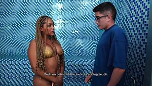 Emotional Interracial Sex In Sauna