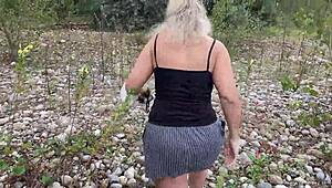 Busty milf almost CAUGHT while FUCKING by the river!