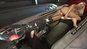 Blonde Beauty Takes on Double Penetration Machine with Ease