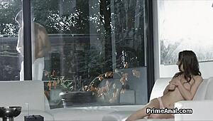 Eating BUSTY girlfriend's ass in the morning with raw hunger