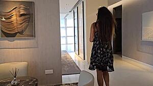 In Visit Without Panties Play Sexy While Hosts Was Out for 10 Minutes to Pick Up Another Guests