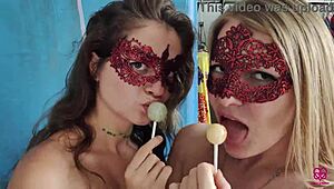 Two Girls Suck Lollipop Then Dick In Pov