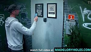 Lesbian Glory Hole With Extremely Huge Dildo Fucking