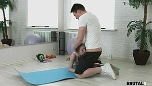 Rough assfucking practice with teen Stefanie in shaved pussy pounding