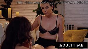 Femdom therapist Casey Calvert shows submissive Victoria Voxxx how to be dominant