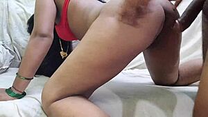 Pink saree bhabhi couldn't resist devar's advances. He took her fully after.