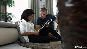 Teen feels pleasure from big cocks in her tight holes.