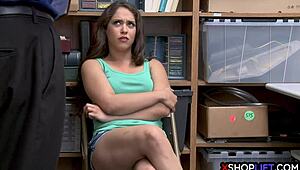 Damn, got caught by security in back office with this sassy teen ass!