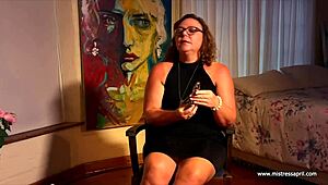 Dominatrix Mistress April commands intense sodomy play in prison aisle setting