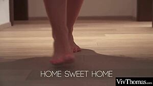 Lesbian lovers finger and devour each other's tight hot pussies in steamy session