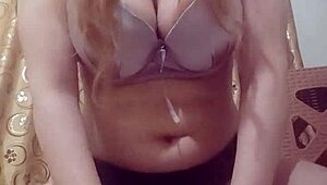 Amateur with big tits and shaved pussy performs wet private dance