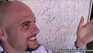 Teen 18+ Blonde Step Sister Fucked on Balcony in Petite Skinny Blowjob