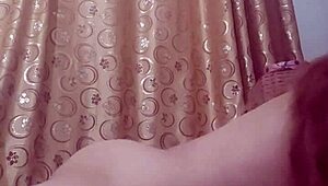 Amateur with big tits and shaved pussy performs wet private dance