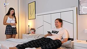 stepbrother banged virgin stepsister, cum inside her tight, uhh, soo tight pusy