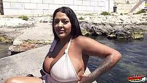 Curvy German Latina with Huge Natural Tits Picked for Casting Fuck