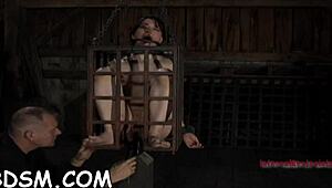 gagged serf pleasured with vibrator in rough seduction