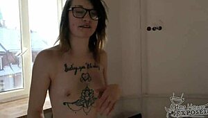 18 year old goth girl sucks off on sofa