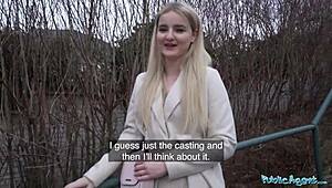 public agent hot blonde from california sucks and fucks a huge european cock!