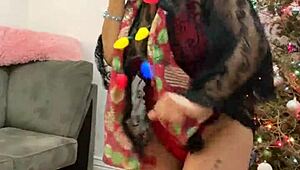 mature latina anna maria in christmas special red lingerie