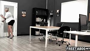 Blonde BBW caught by janitor net, what a shock!