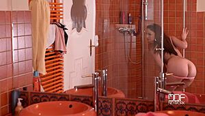 Stunning Busty Spanish Babe Teases And Masturbates Hard In Steamy Shower