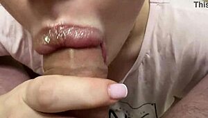 She masters blowjob with tongue and mouth magic. A light penis massage feels unreal!