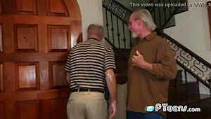Horny Grandpas Make Hot Teen Deep Throat Their Cocks