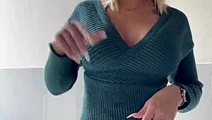 French Blonde Maid in Anal Action with Cum on Tits