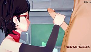 Bakugou Katsuki and Sarada Uzumaki Have Sex at School in Hentai Animation