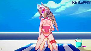 Maho, Karin, and Yuuki engage in intense creampie sex.