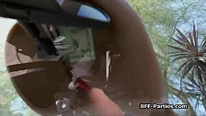 Wet Car Wash Turns Into Hardcore Foursome With Sluts