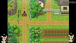 Hentai game daily life in countryside part 5. Blowjobs in bathroom and shower fucking included.