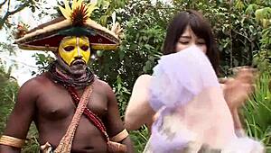 Black and asian cocks compared in detailed scene