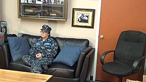 violet navy faces brutal teen casting on sofa