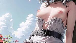 3d animated couple plays hard with monster cock while watched, featuring pussy masturbation and asmr sounds