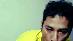 Feeling pleasure sucking hairy macho dick