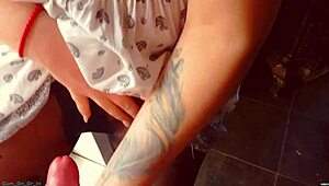 Horny milf stuffs pantyhose with cum after steamy POV session