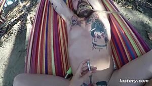 Hey babe, wanna try kinky outdoor hammock sex like this couple?