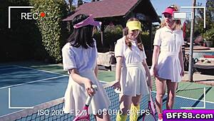 Besties Fight Over A Stud During Tennis Lesson For Hot Outdoor Fucking